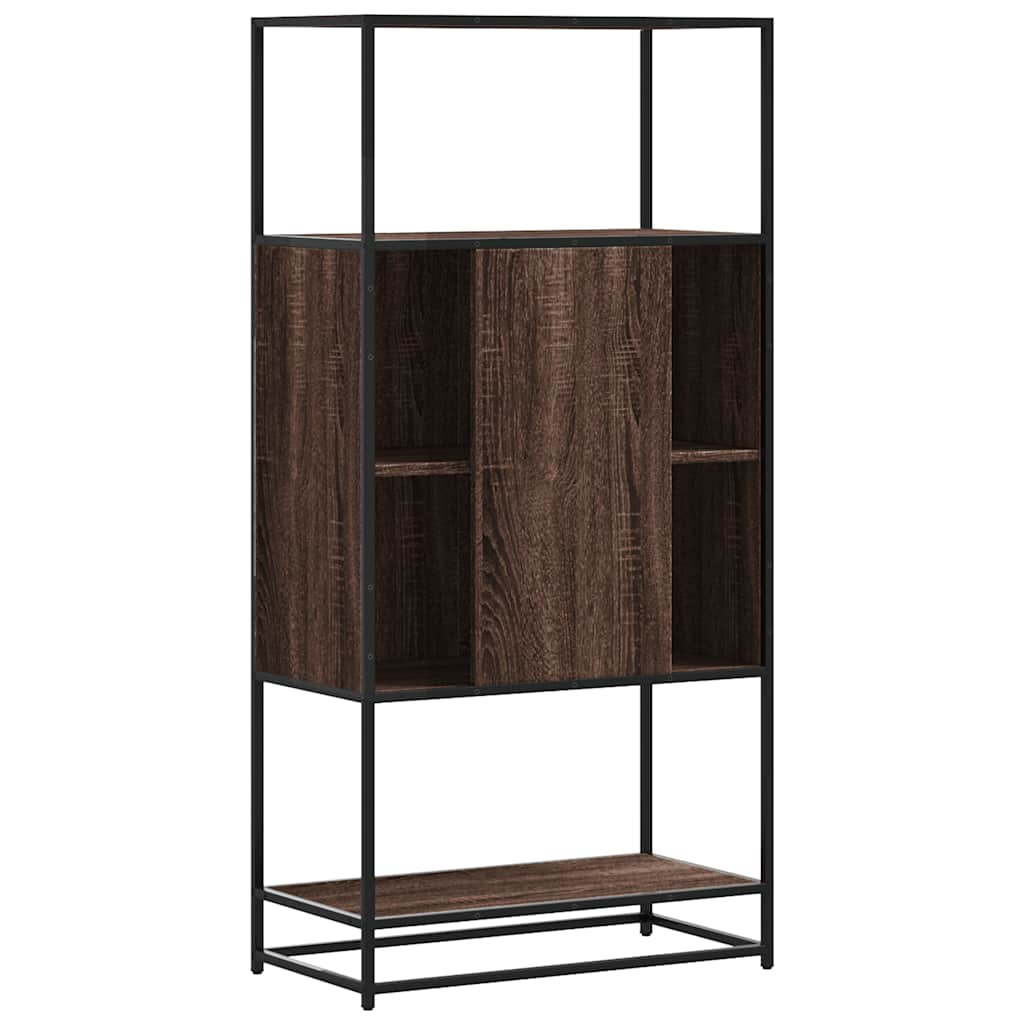 Buffet haut chêne marron 68x35x139 cm bois d'ingénierie métal - XIOS