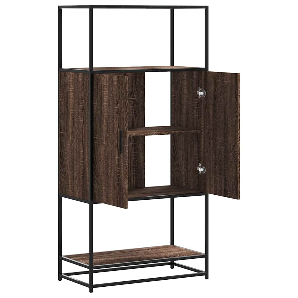 Buffet haut chêne marron 68x35x139 cm bois d'ingénierie métal - XIOS
