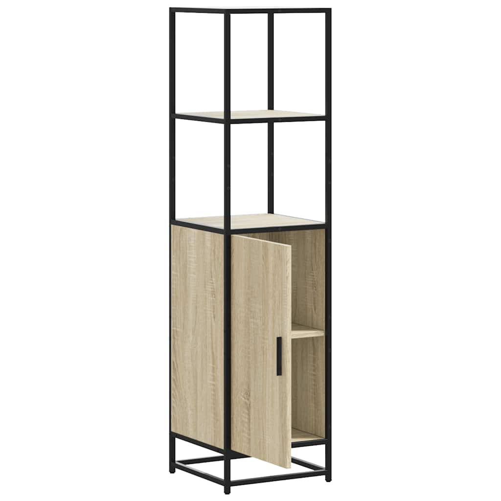 Buffet haut chêne sonoma 35,5x35x139 cm bois d'ingénierie métal - XIOS
