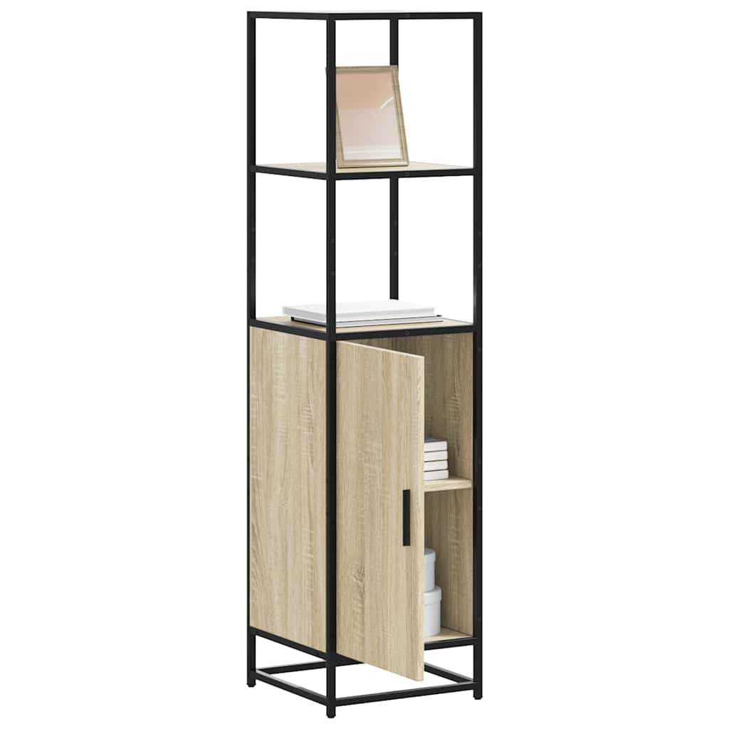 Buffet haut chêne sonoma 35,5x35x139 cm bois d'ingénierie métal - XIOS