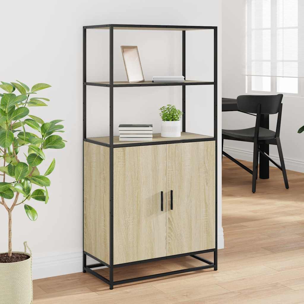 Buffet haut chêne sonoma 68x35x139 cm bois d'ingénierie métal - XIOS