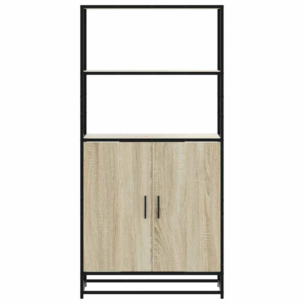 Buffet haut chêne sonoma 68x35x139 cm bois d'ingénierie métal - XIOS