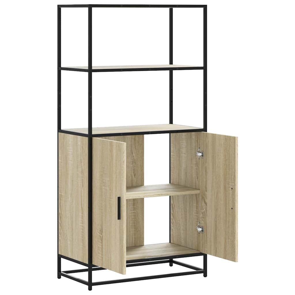 Buffet haut chêne sonoma 68x35x139 cm bois d'ingénierie métal - XIOS
