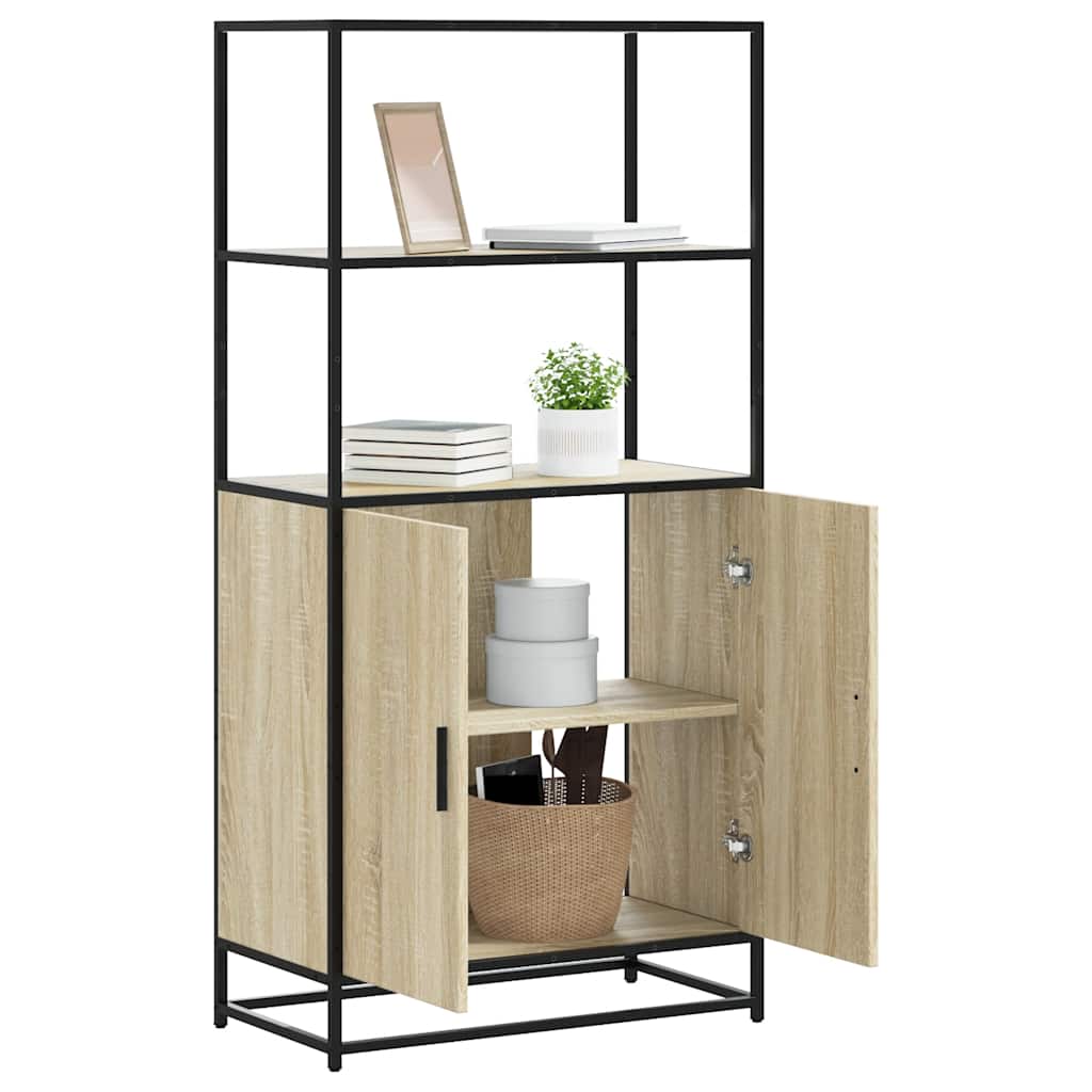 Buffet haut chêne sonoma 68x35x139 cm bois d'ingénierie métal - XIOS