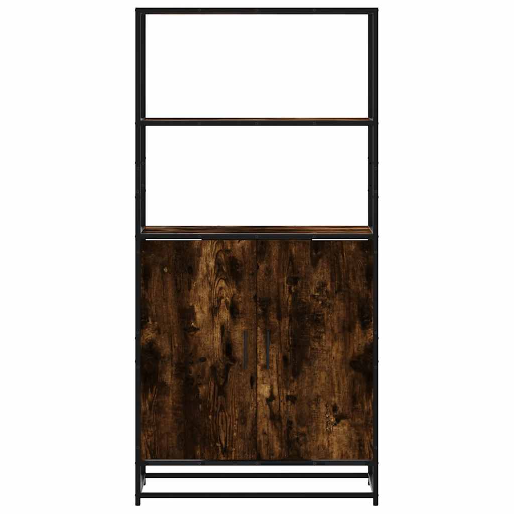 Buffet haut chêne fumé 68x35x139 cm bois d'ingénierie métal - XIOS