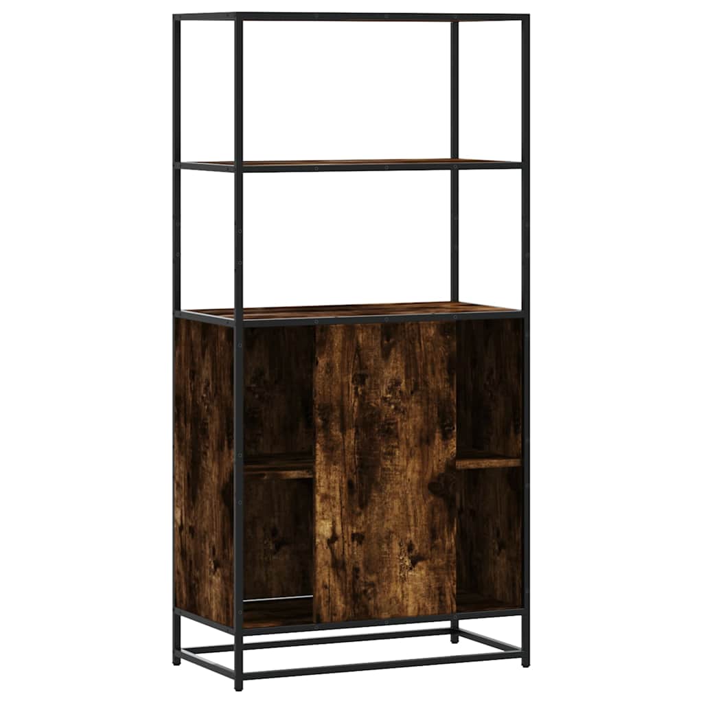 Buffet haut chêne fumé 68x35x139 cm bois d'ingénierie métal - XIOS