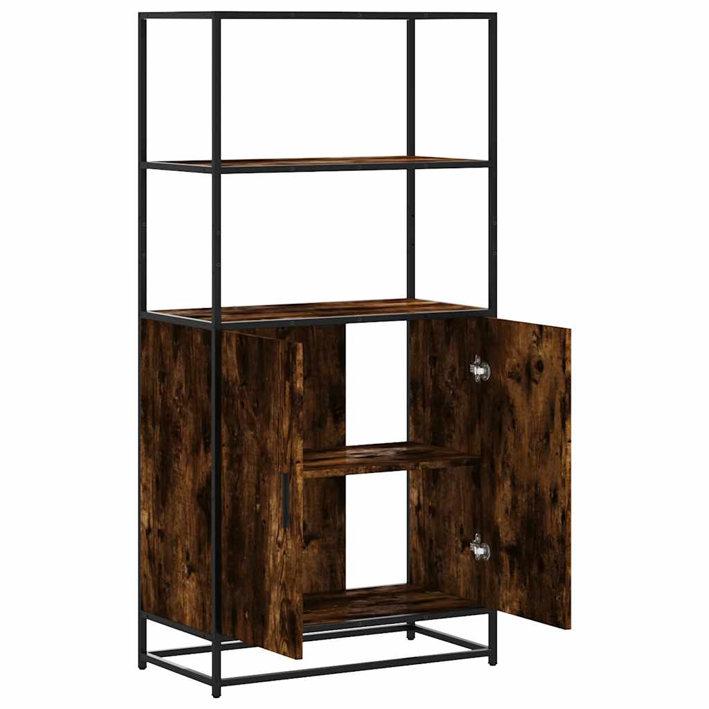 Buffet haut chêne fumé 68x35x139 cm bois d'ingénierie métal - XIOS