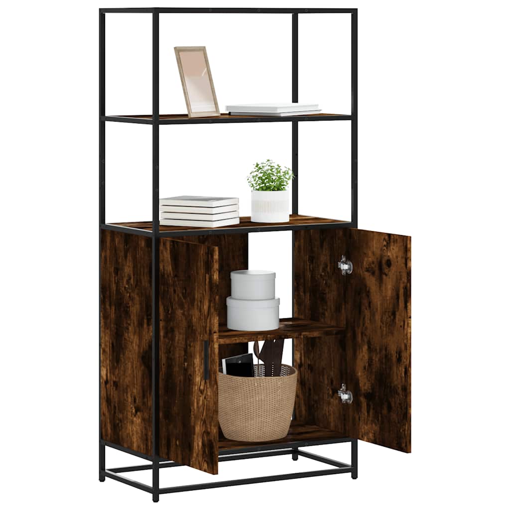 Buffet haut chêne fumé 68x35x139 cm bois d'ingénierie métal - XIOS