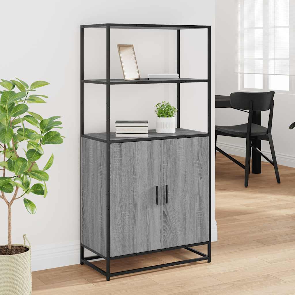 Buffet haut sonoma gris 68x35x139 cm bois d'ingénierie et métal - XIOS