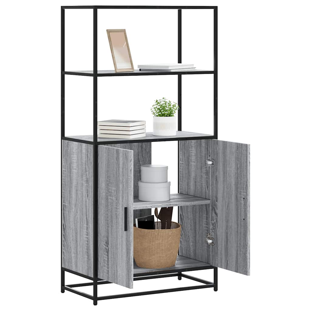Buffet haut sonoma gris 68x35x139 cm bois d'ingénierie et métal - XIOS