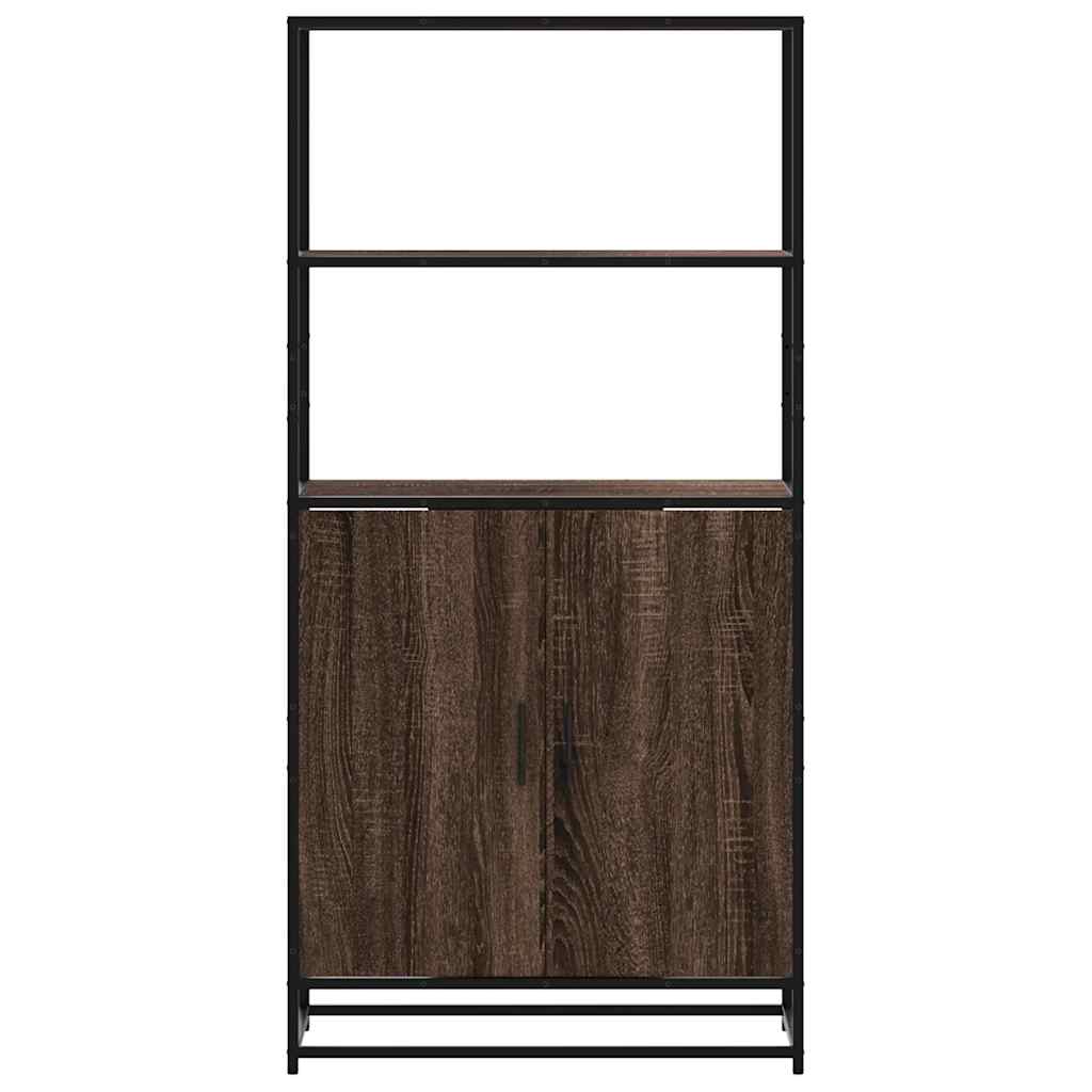 Buffet haut chêne marron 68x35x139 cm bois d'ingénierie métal - XIOS