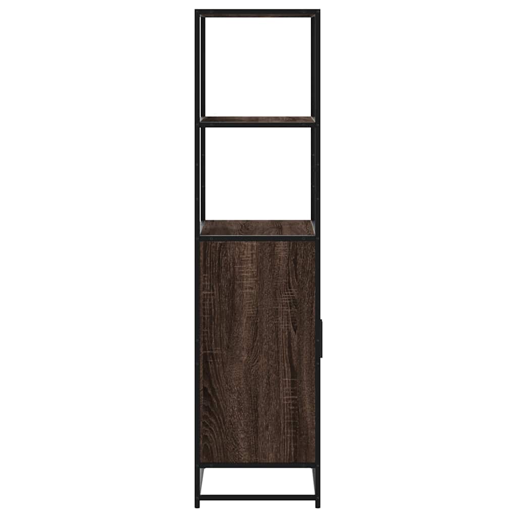 Buffet haut chêne marron 68x35x139 cm bois d'ingénierie métal - XIOS