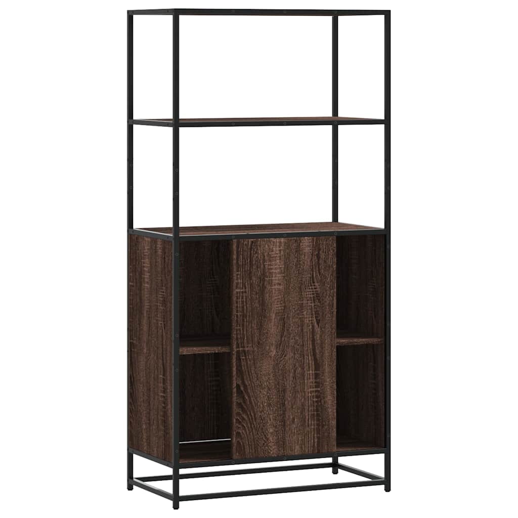 Buffet haut chêne marron 68x35x139 cm bois d'ingénierie métal - XIOS