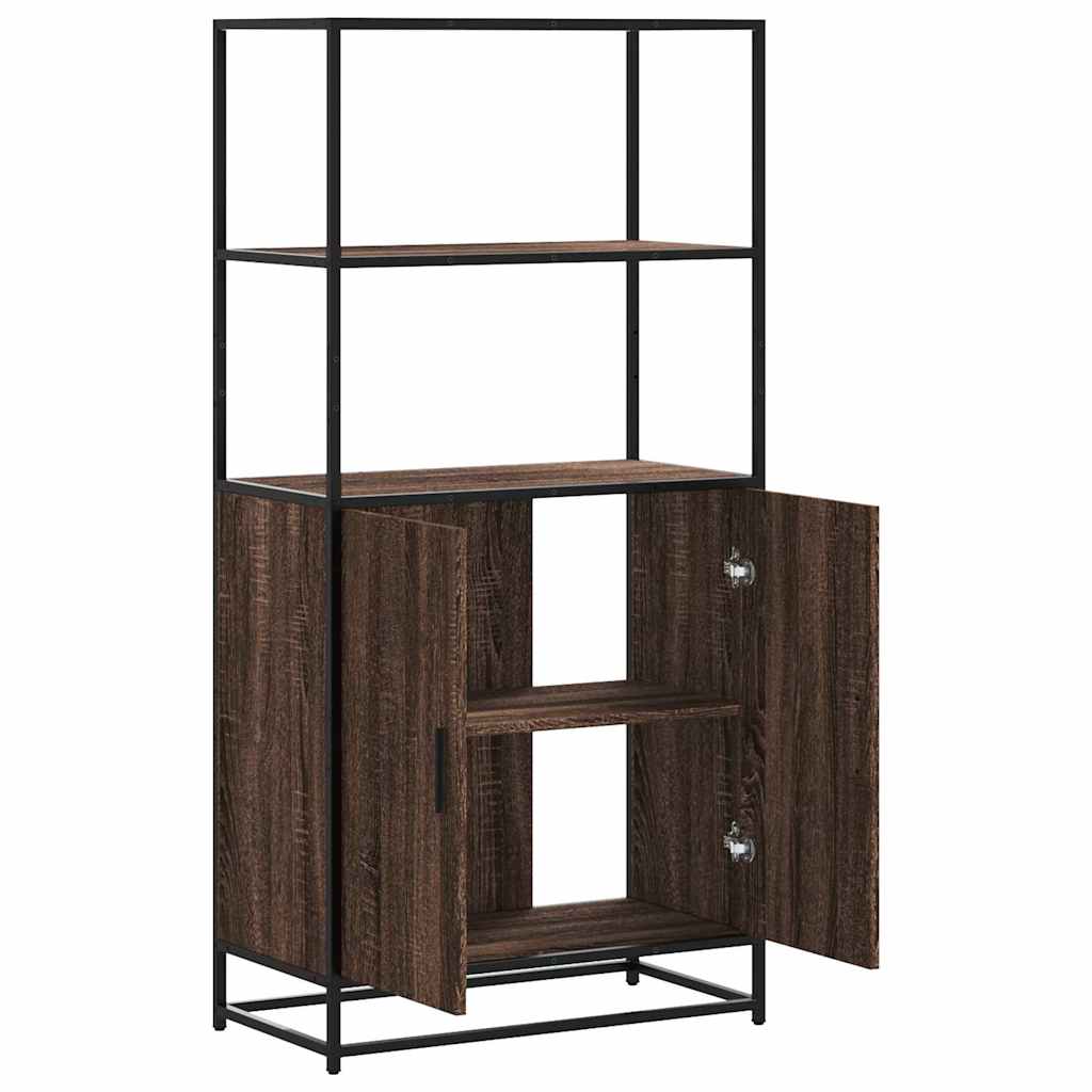 Buffet haut chêne marron 68x35x139 cm bois d'ingénierie métal - XIOS