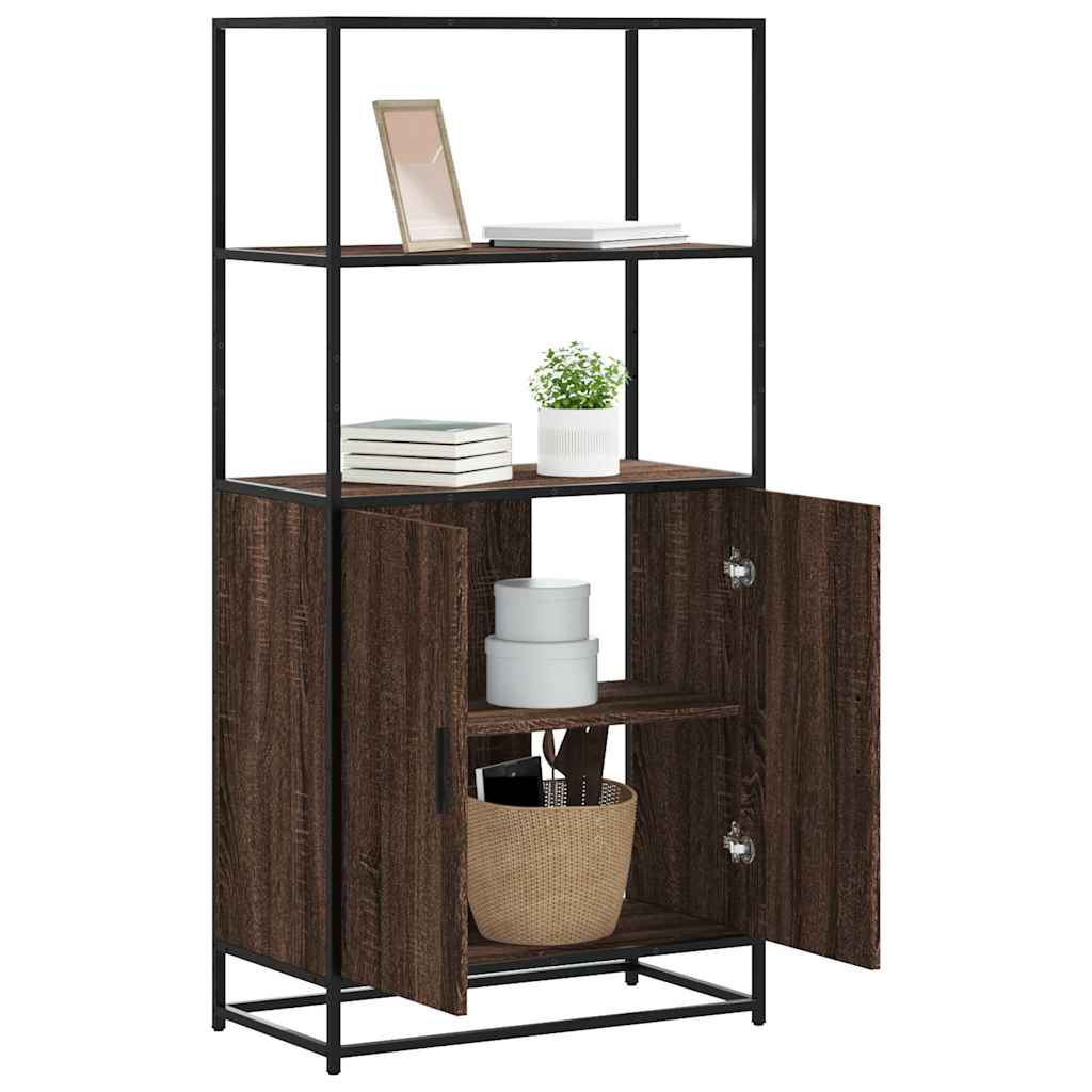 Buffet haut chêne marron 68x35x139 cm bois d'ingénierie métal - XIOS
