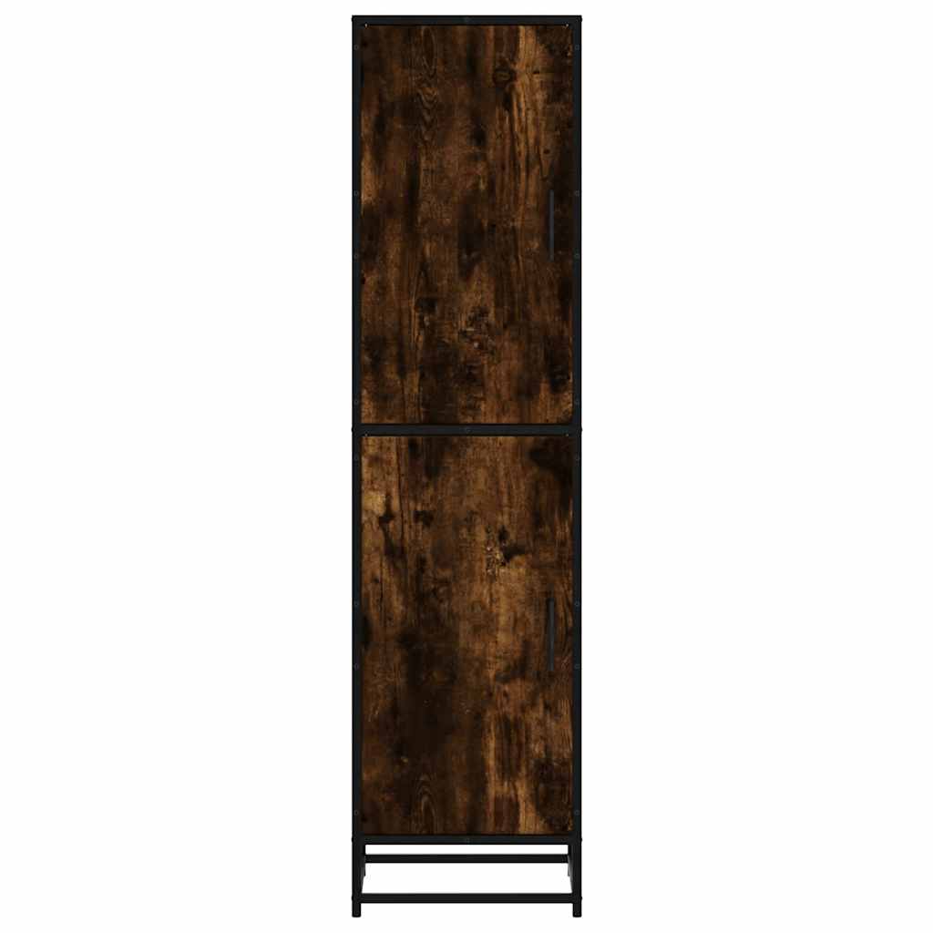 Buffet haut chêne fumé 35,5x35x139 cm bois d'ingénierie métal - XIOS