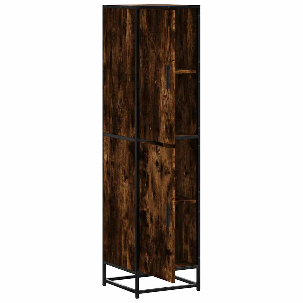 Buffet haut chêne fumé 35,5x35x139 cm bois d'ingénierie métal - XIOS