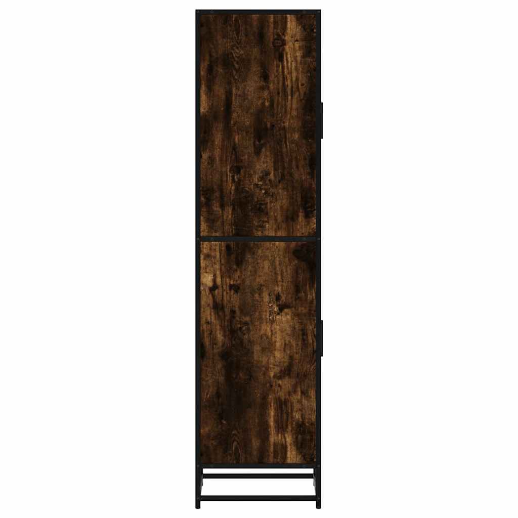 Buffet haut chêne fumé 35,5x35x139 cm bois d'ingénierie métal - XIOS