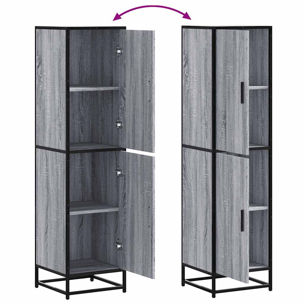 Buffet haut sonoma gris 35,5x35x139 cm bois d'ingénierie métal - XIOS