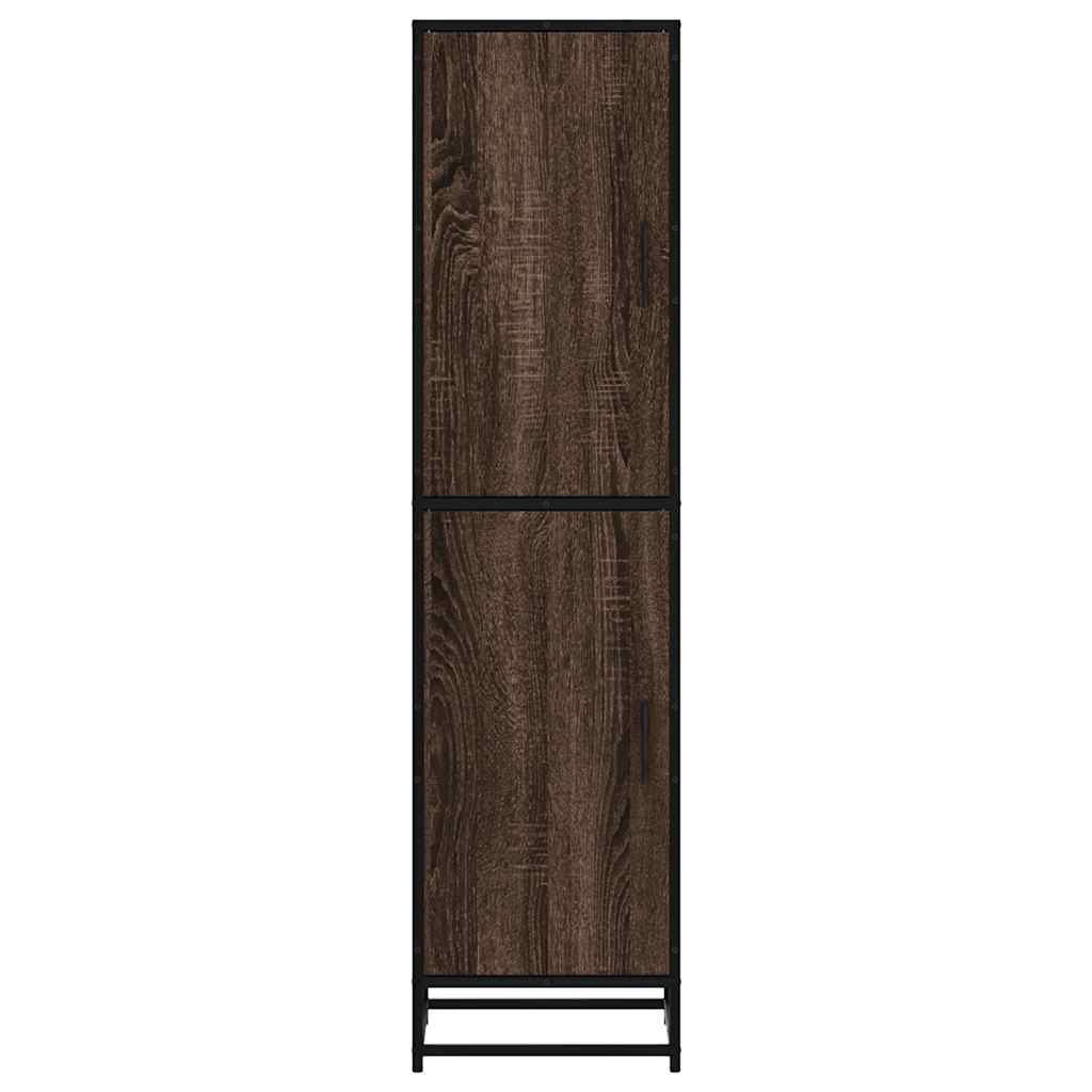 Buffet haut chêne marron 35,5x35x139 cm bois d'ingénierie métal - XIOS