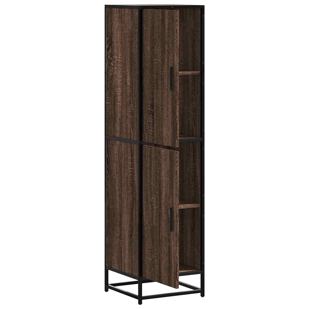 Buffet haut chêne marron 35,5x35x139 cm bois d'ingénierie métal - XIOS