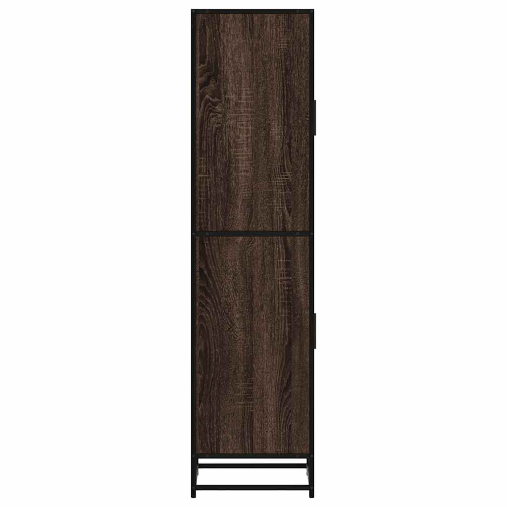 Buffet haut chêne marron 35,5x35x139 cm bois d'ingénierie métal - XIOS