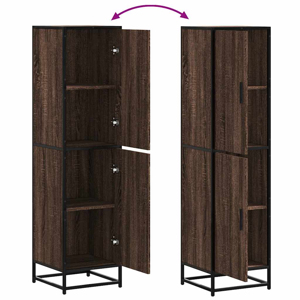 Buffet haut chêne marron 35,5x35x139 cm bois d'ingénierie métal - XIOS