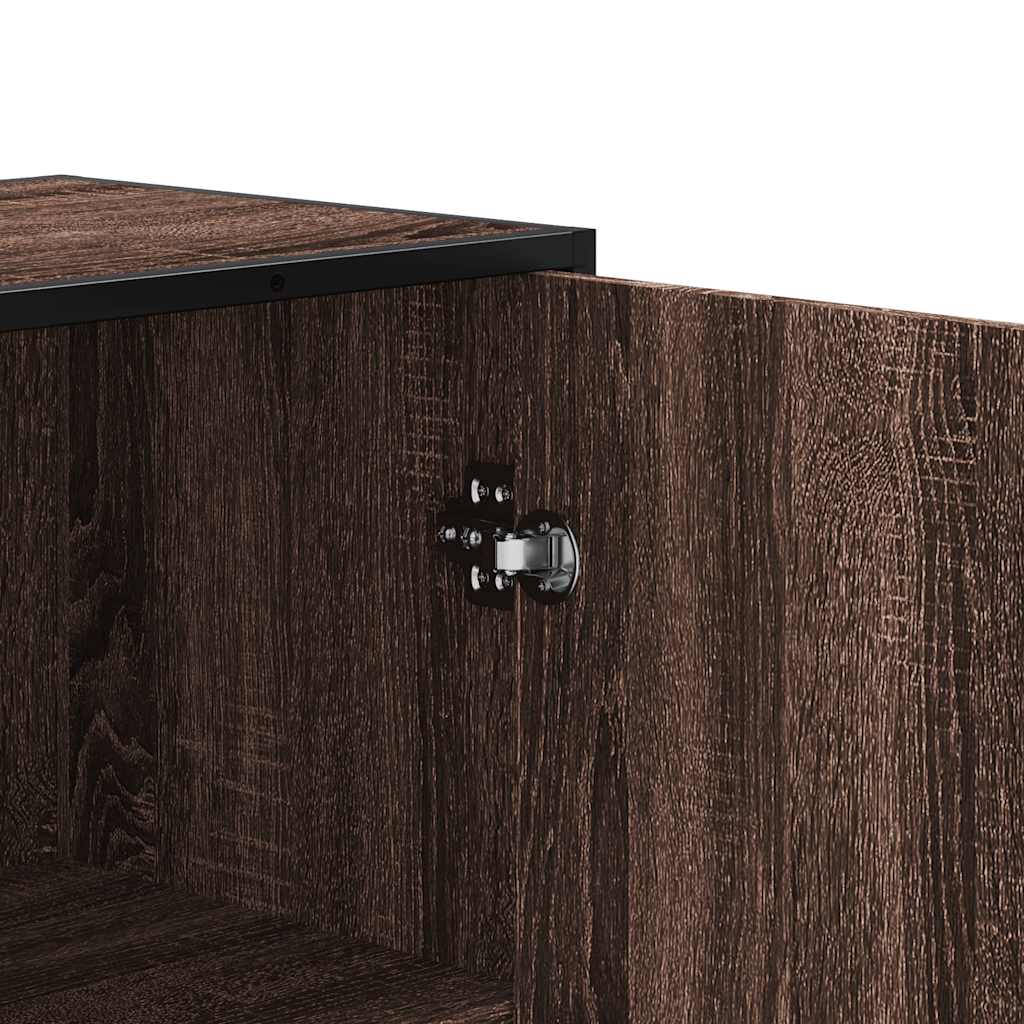 Buffet haut chêne marron 35,5x35x139 cm bois d'ingénierie métal - XIOS