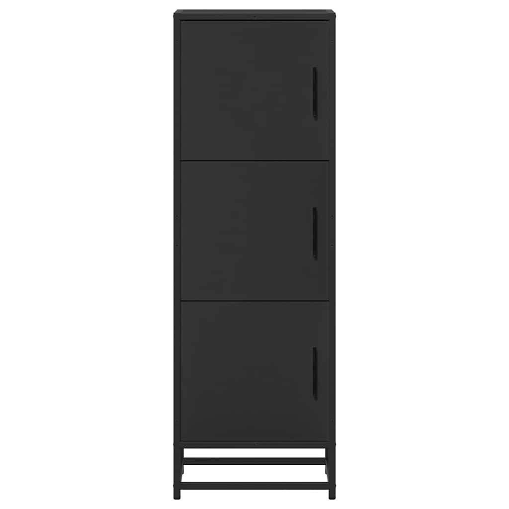 Buffet haut noir 35,5x35x106,5 cm bois d'ingénierie et métal - XIOS