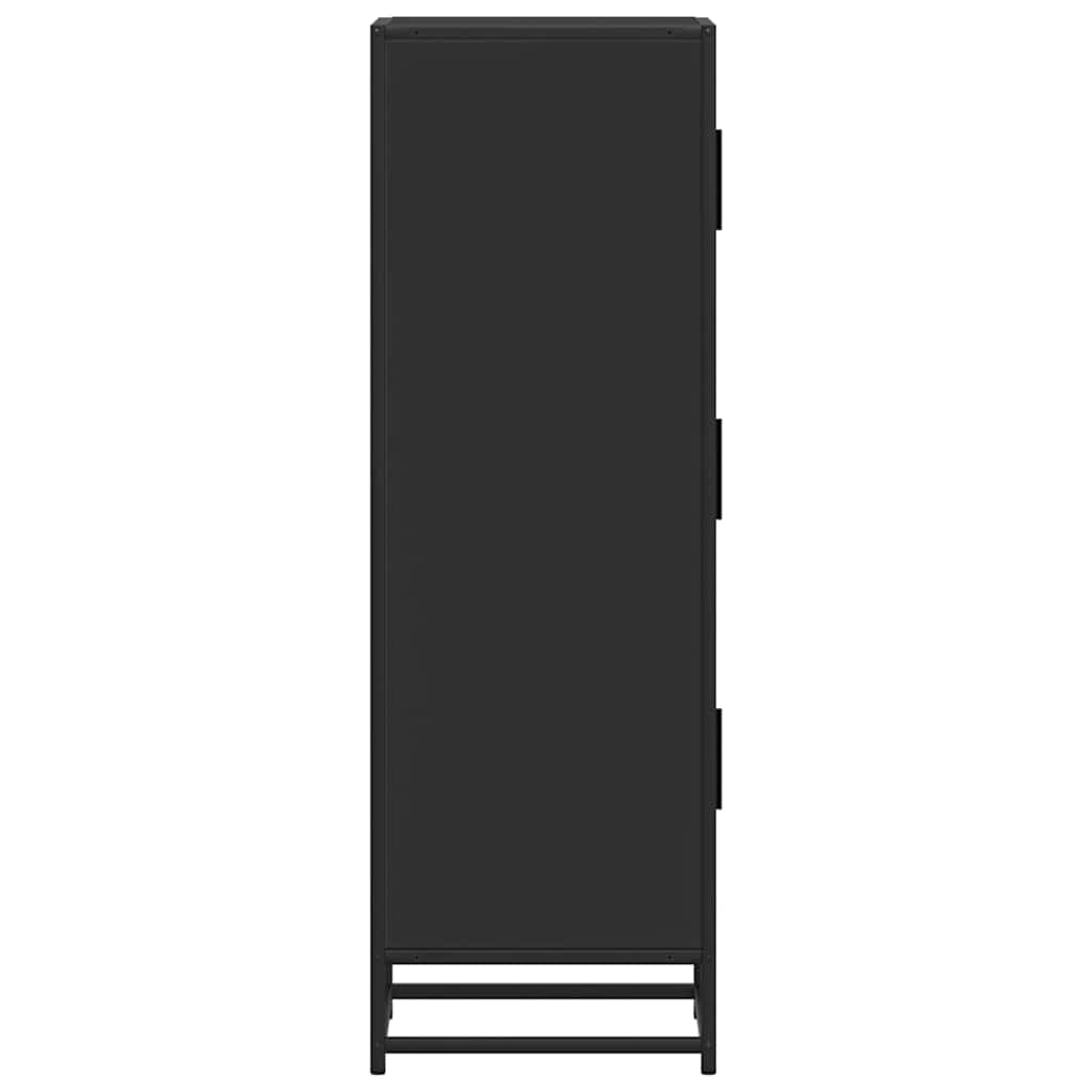 Buffet haut noir 35,5x35x106,5 cm bois d'ingénierie et métal - XIOS