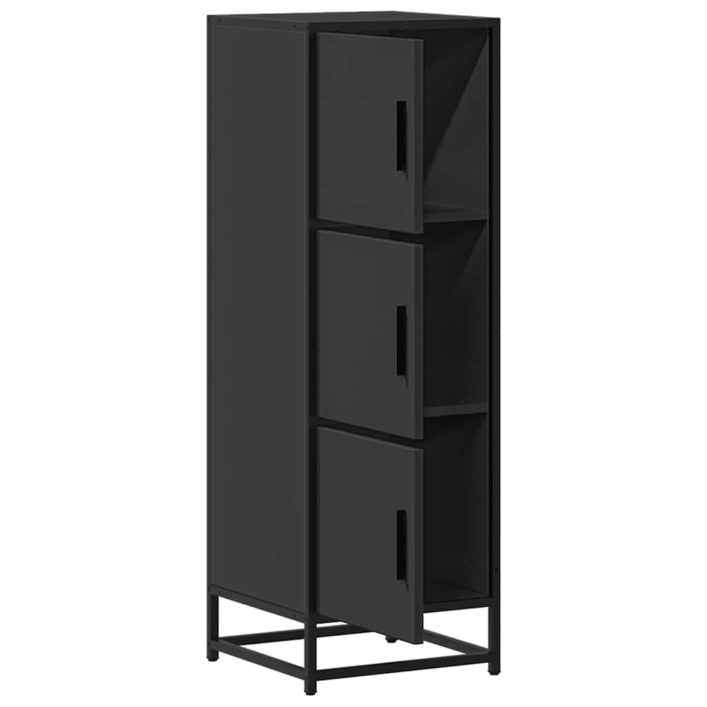 Buffet haut noir 35,5x35x106,5 cm bois d'ingénierie et métal - XIOS