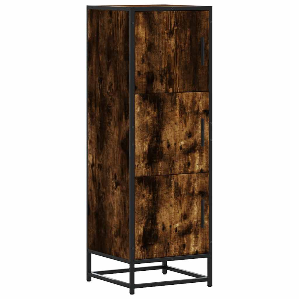 Buffet haut chêne fumé 35,5x35x106,5 cm bois d'ingénierie métal - XIOS