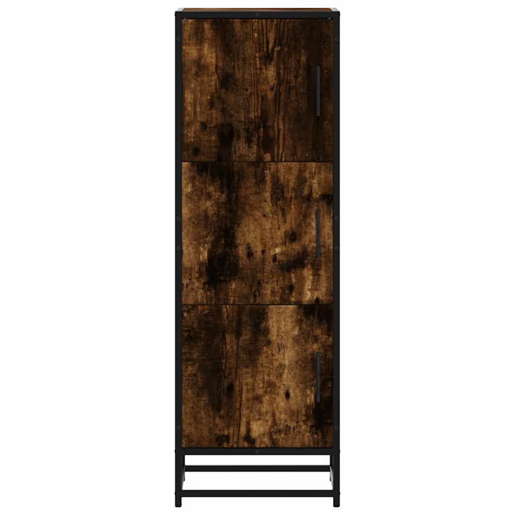 Buffet haut chêne fumé 35,5x35x106,5 cm bois d'ingénierie métal - XIOS
