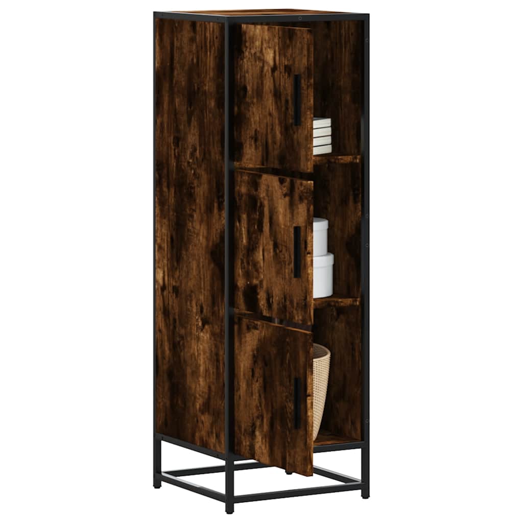 Buffet haut chêne fumé 35,5x35x106,5 cm bois d'ingénierie métal - XIOS