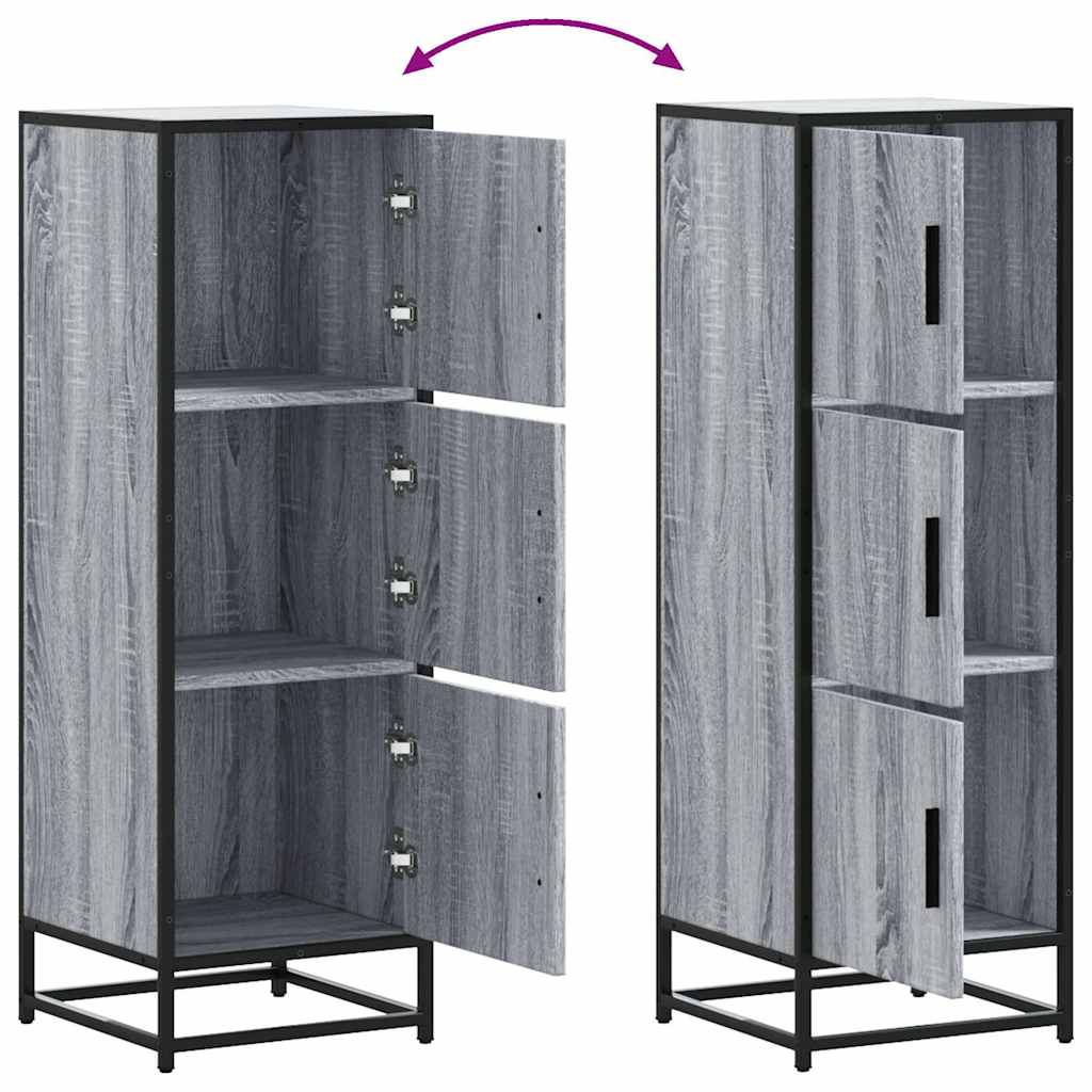 Buffet haut sonoma gris 35,5x35x106,5 cm bois ingénierie métal - XIOS