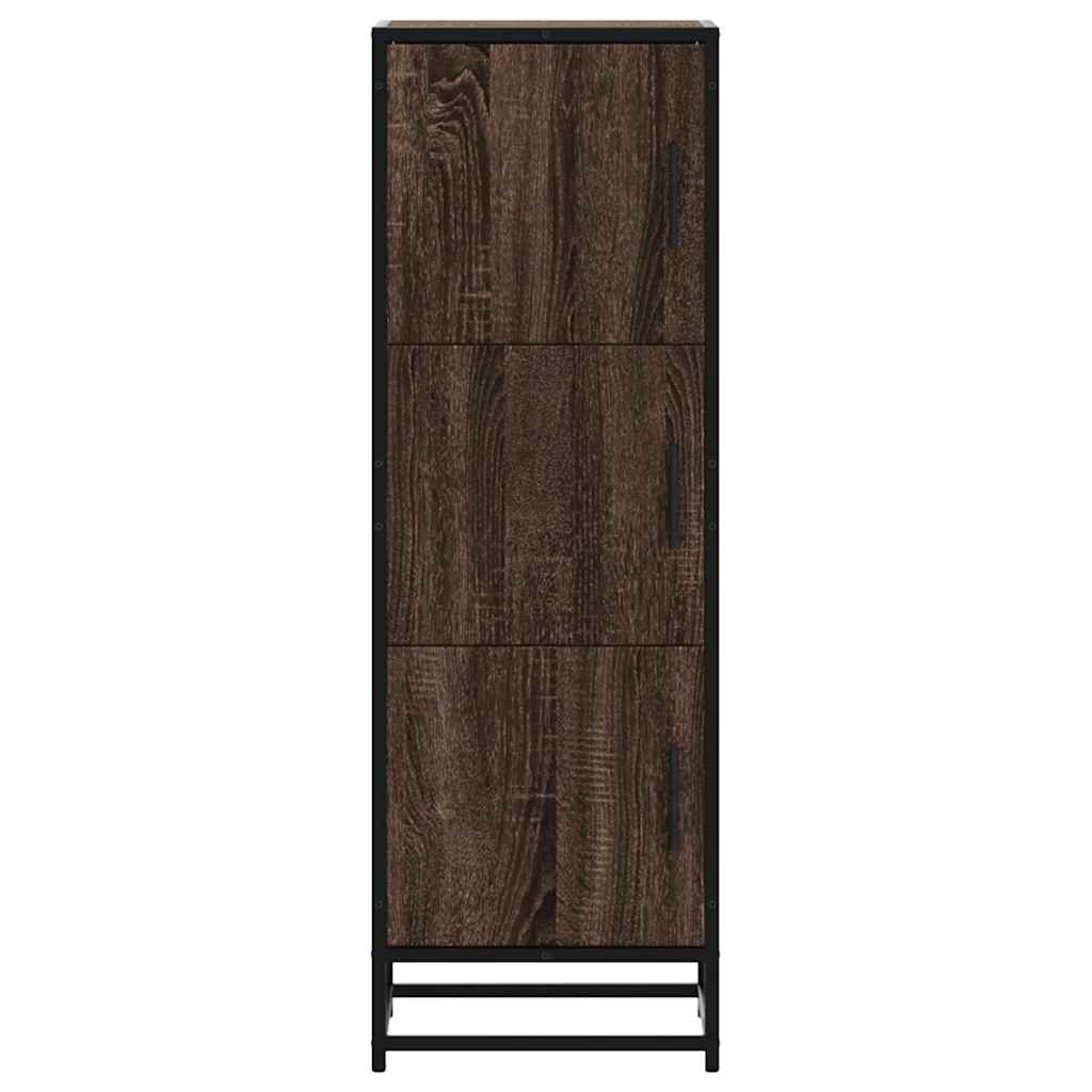 Buffet haut chêne marron 35,5x35x106,5 cm bois ingénierie métal - XIOS