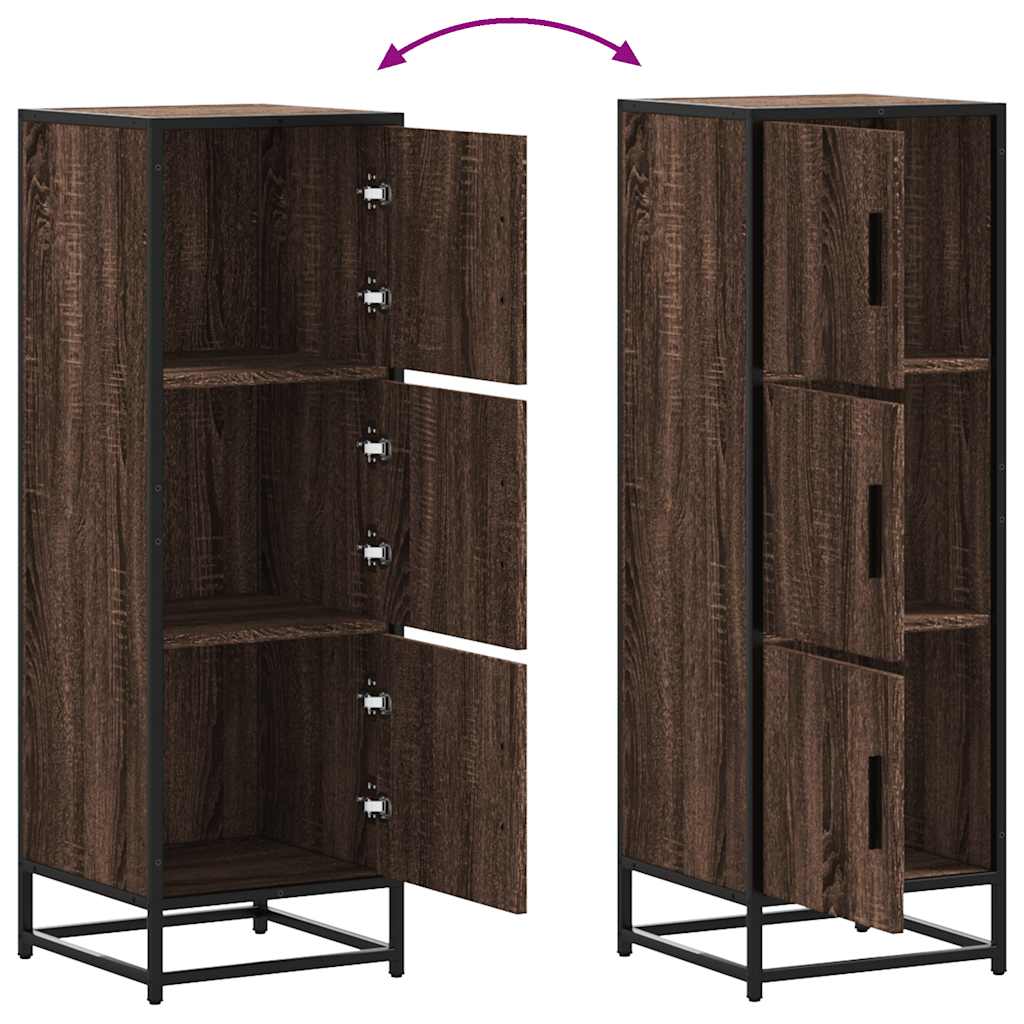 Buffet haut chêne marron 35,5x35x106,5 cm bois ingénierie métal - XIOS