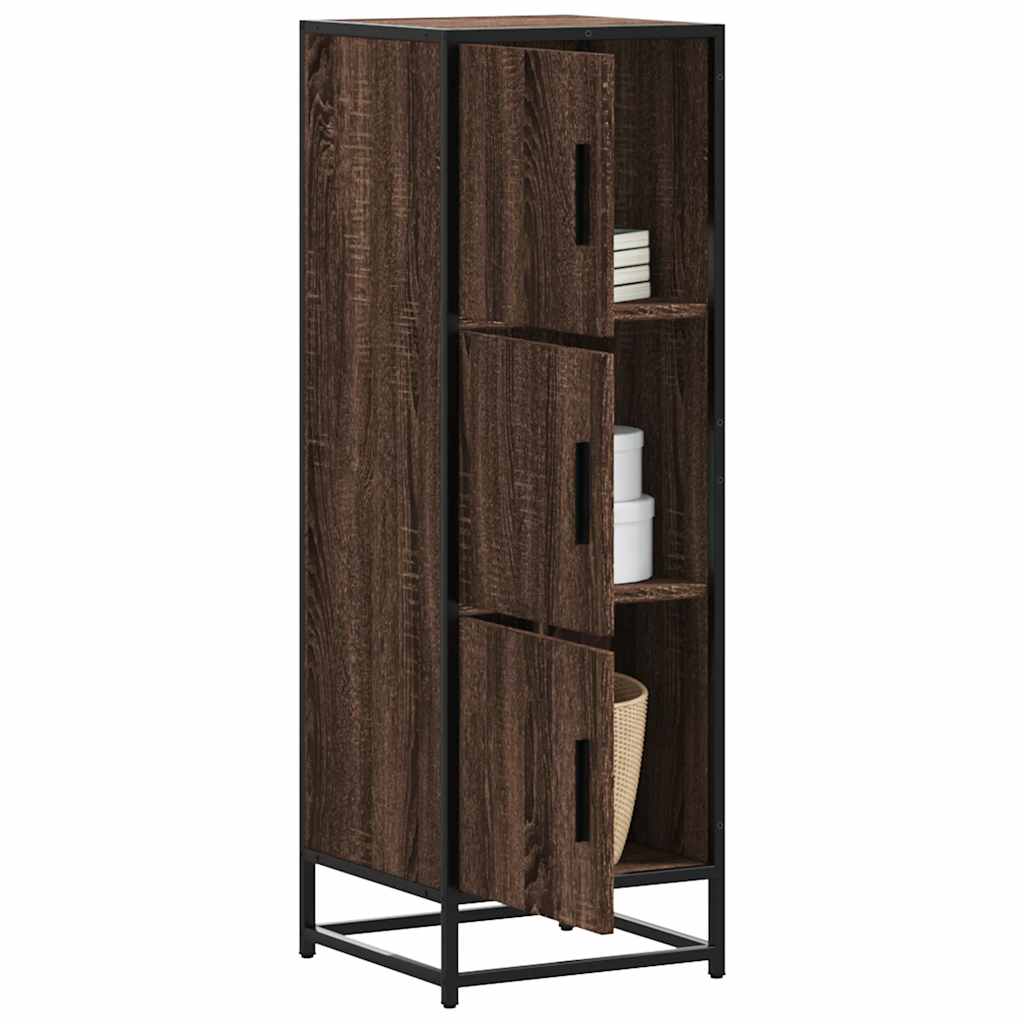 Buffet haut chêne marron 35,5x35x106,5 cm bois ingénierie métal - XIOS