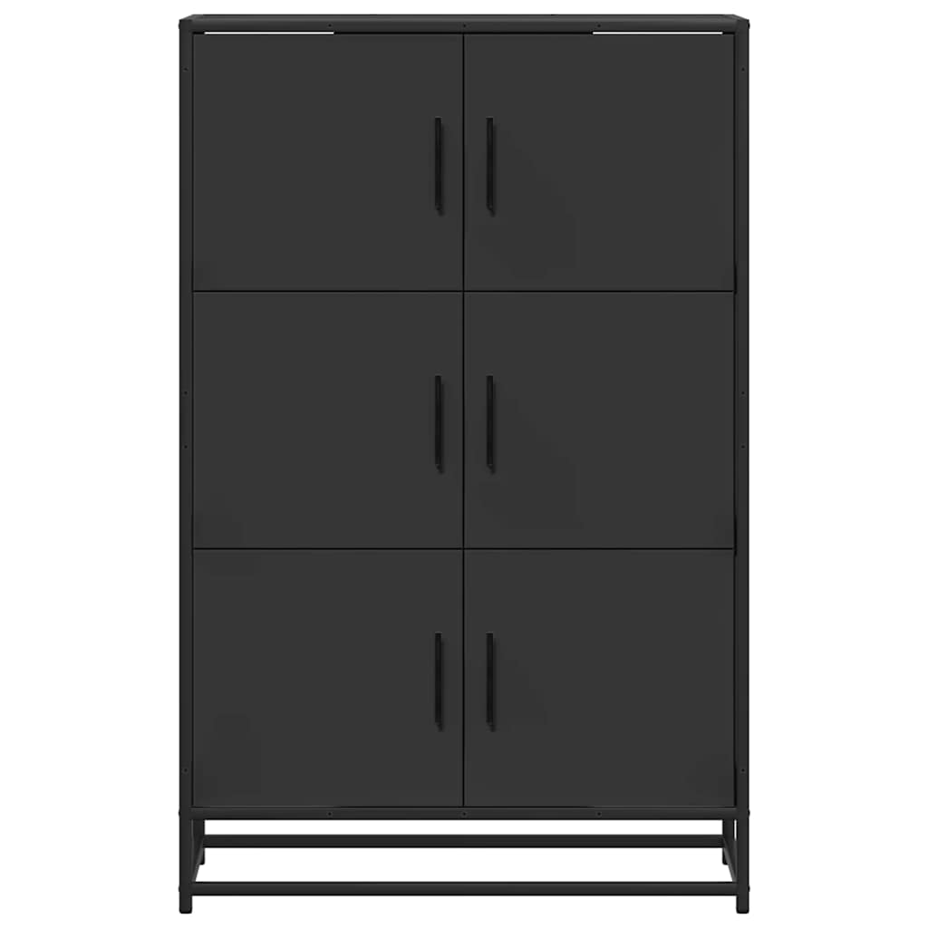 Buffet haut noir 68x35x106,5 cm bois d'ingénierie et métal - XIOS