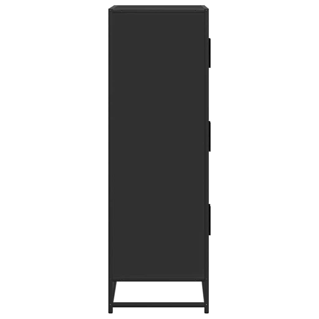 Buffet haut noir 68x35x106,5 cm bois d'ingénierie et métal - XIOS