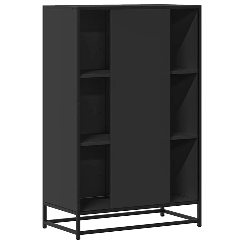 Buffet haut noir 68x35x106,5 cm bois d'ingénierie et métal - XIOS