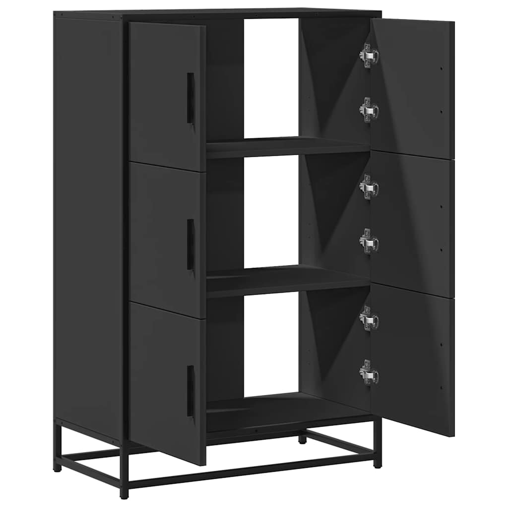 Buffet haut noir 68x35x106,5 cm bois d'ingénierie et métal - XIOS