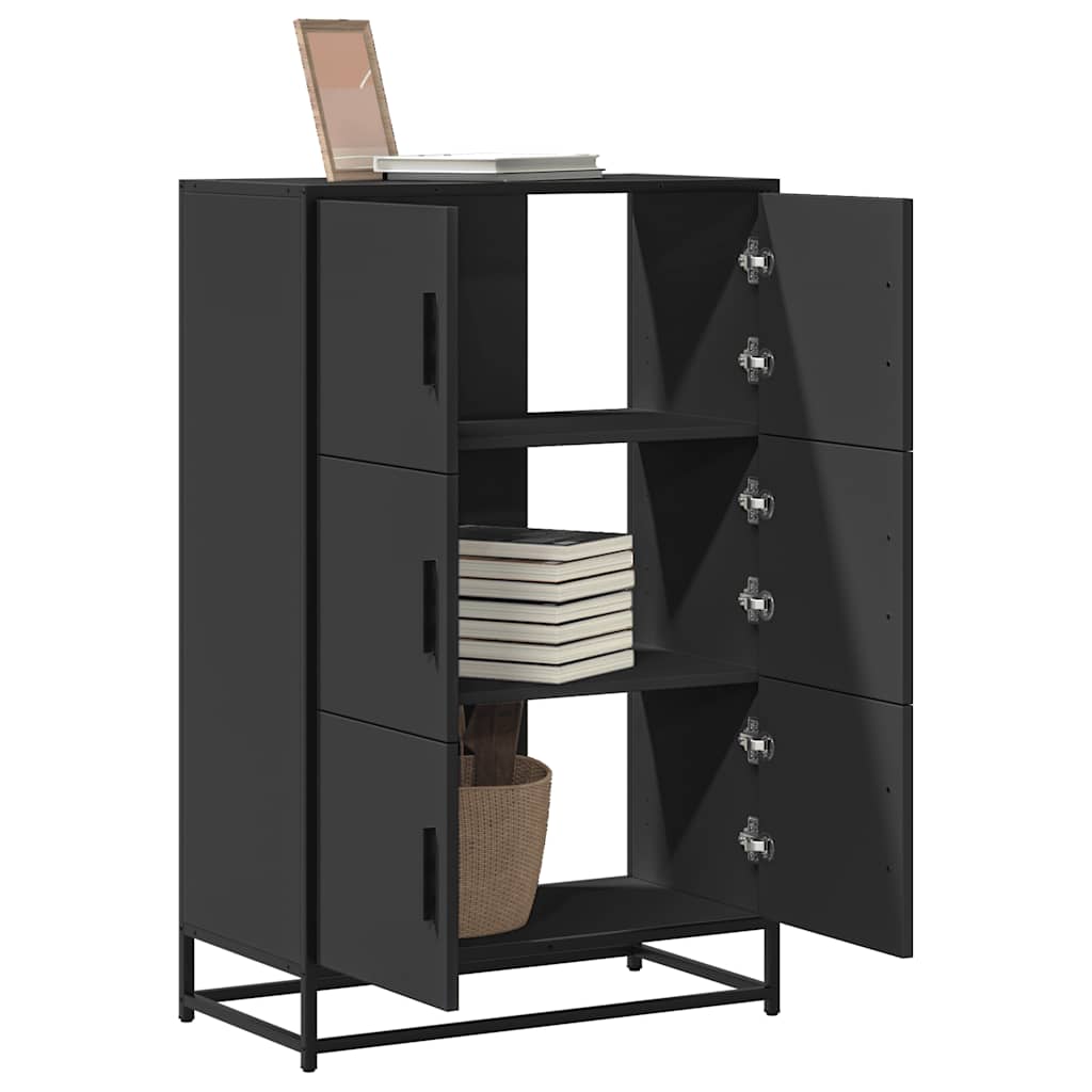 Buffet haut noir 68x35x106,5 cm bois d'ingénierie et métal - XIOS