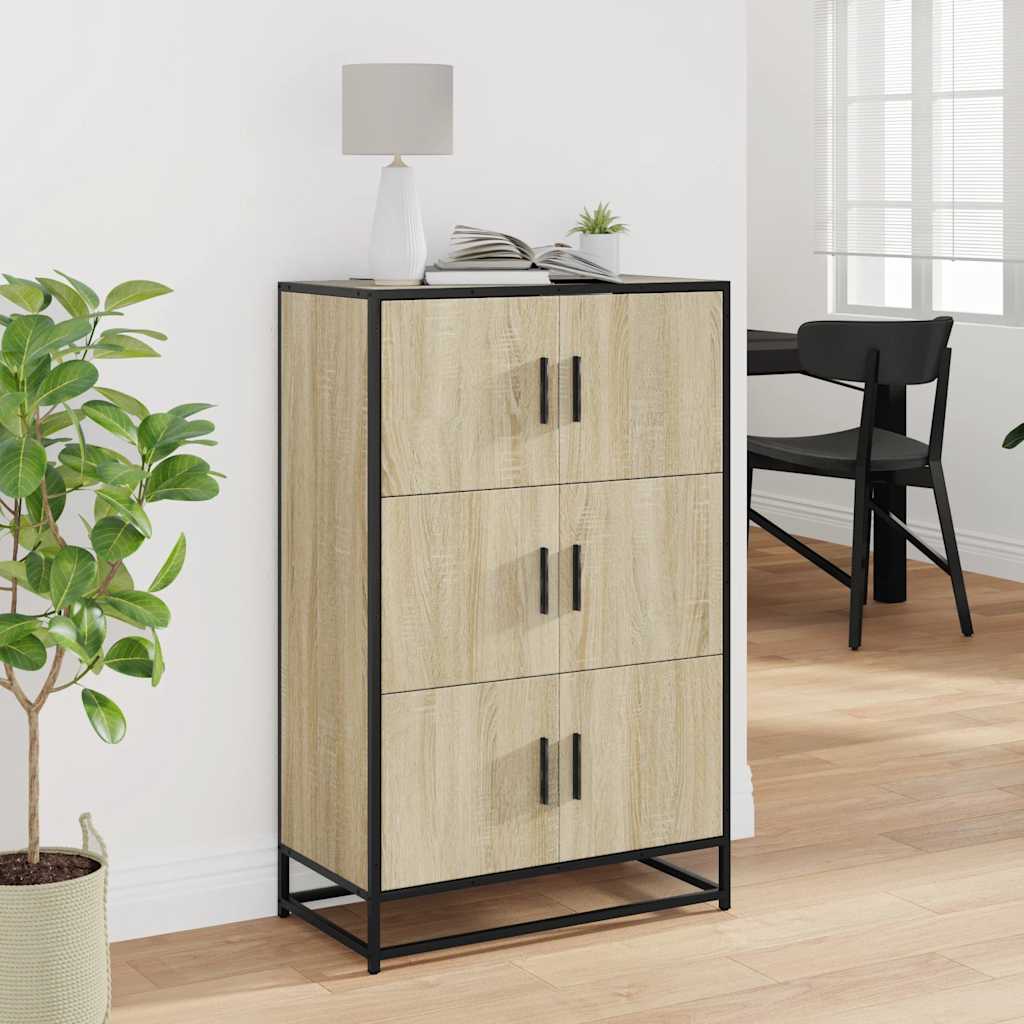 Buffet haut chêne sonoma 68x35x106,5 cm bois ingénierie métal - XIOS