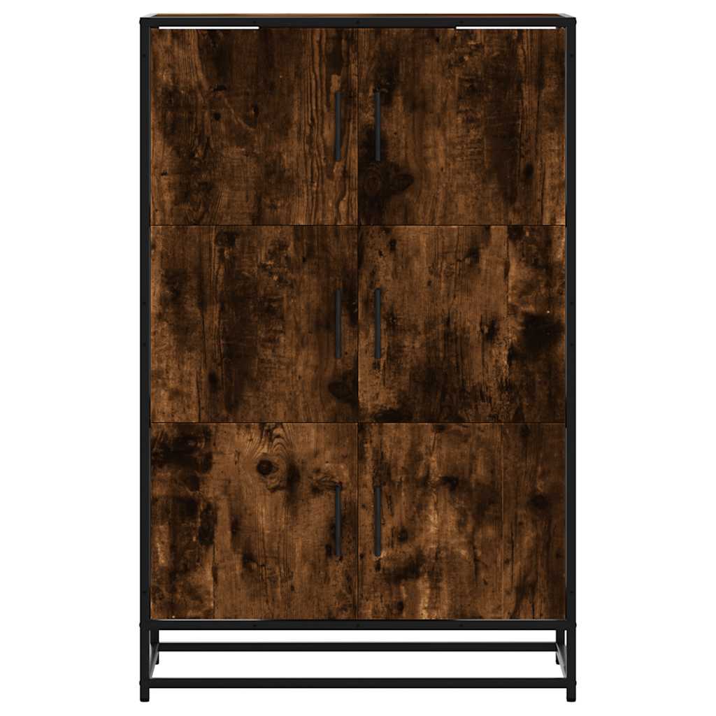 Buffet haut chêne fumé 68x35x106,5 cm bois d'ingénierie métal - XIOS