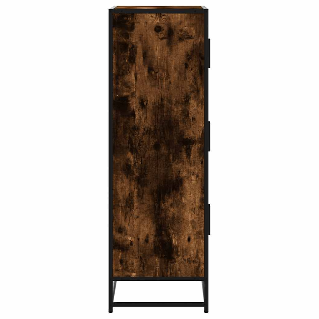 Buffet haut chêne fumé 68x35x106,5 cm bois d'ingénierie métal - XIOS