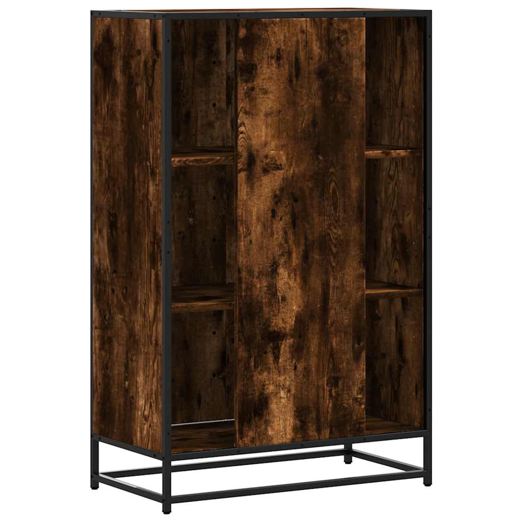Buffet haut chêne fumé 68x35x106,5 cm bois d'ingénierie métal - XIOS