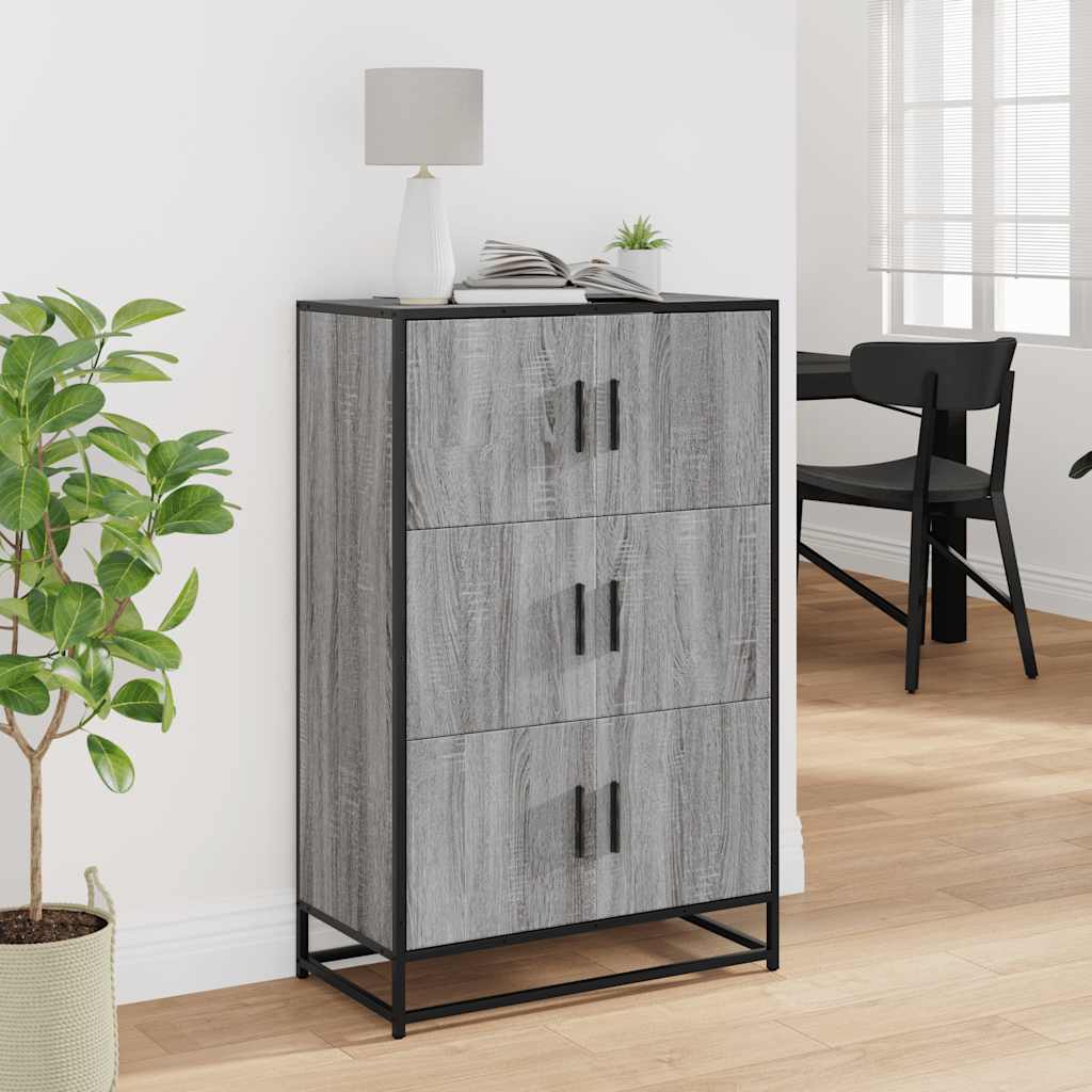 Buffet haut sonoma gris 68x35x106,5 cm bois ingénierie et métal - XIOS