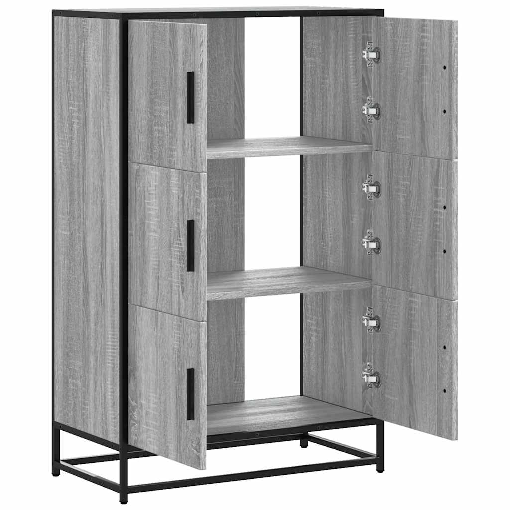 Buffet haut sonoma gris 68x35x106,5 cm bois ingénierie et métal - XIOS