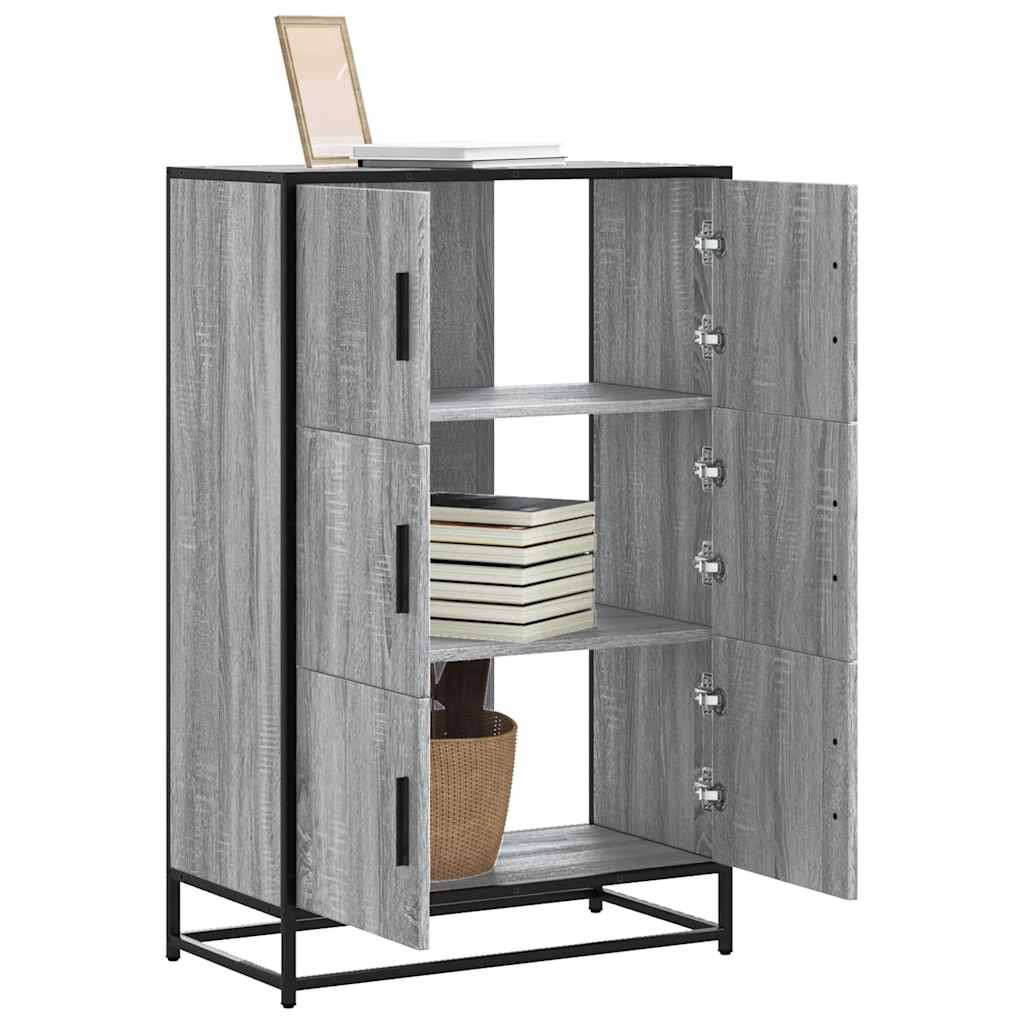 Buffet haut sonoma gris 68x35x106,5 cm bois ingénierie et métal - XIOS
